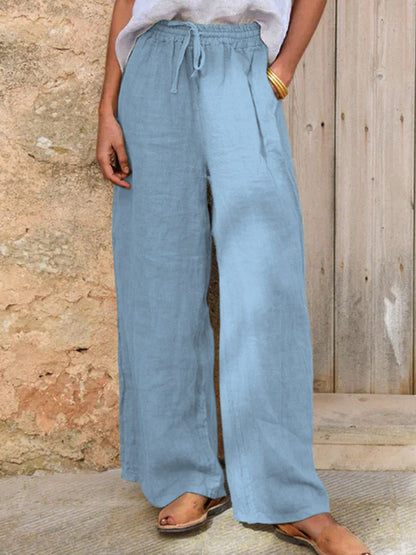 Damen Casual Baumwoll-Leinen-Hose