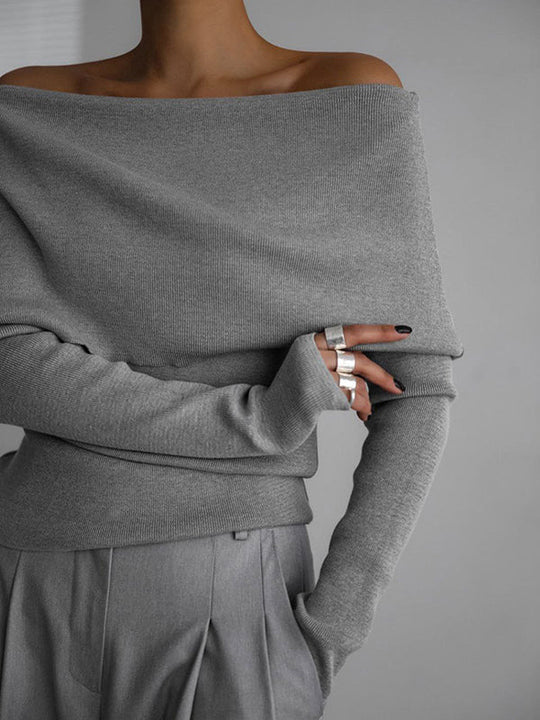 Damen Off Shoulder Pullover Mit Langem Arm