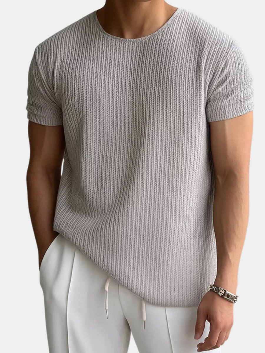 Rippenstrick Rundhals-T-Shirt Freizeit