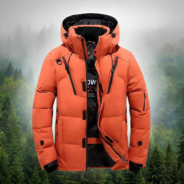 Herren Daunenparka Mit Abnehmbarer Kapuze