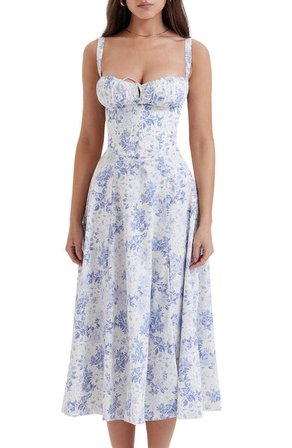 Florales Bustier Midriff Cutout Bodycon Kleid