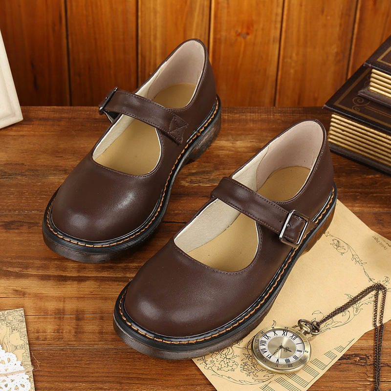 Damen Mary Jane Retro Schuhe Mit Niedrigem Absatz