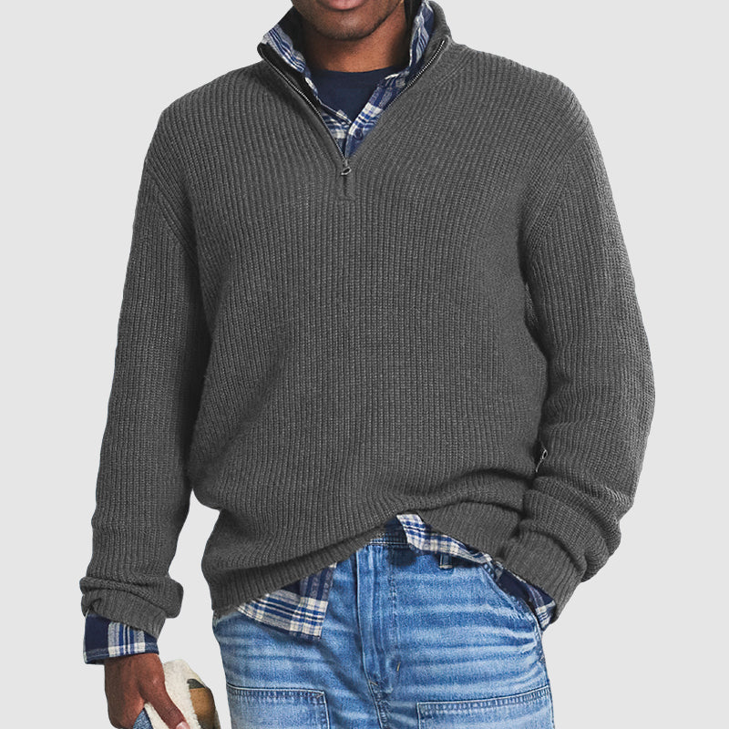 Herren Kaschmirpullover Mit Reißverschluss Im Business Casual Stil