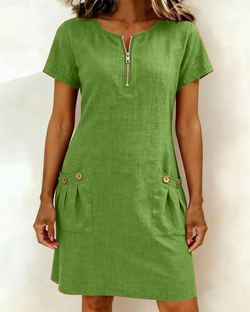 Leinenkleid mit A-Linien-Schnitt und weicher Haptik