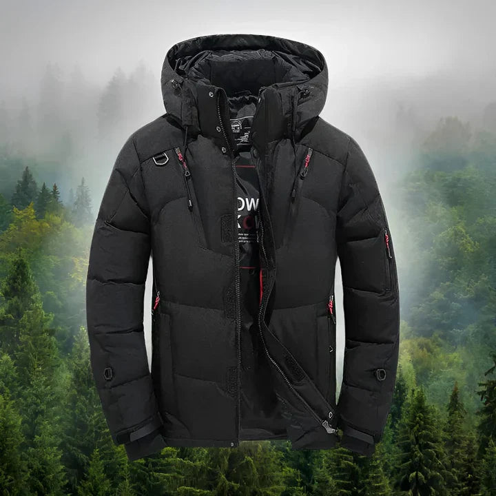 Herren Daunenparka Mit Abnehmbarer Kapuze