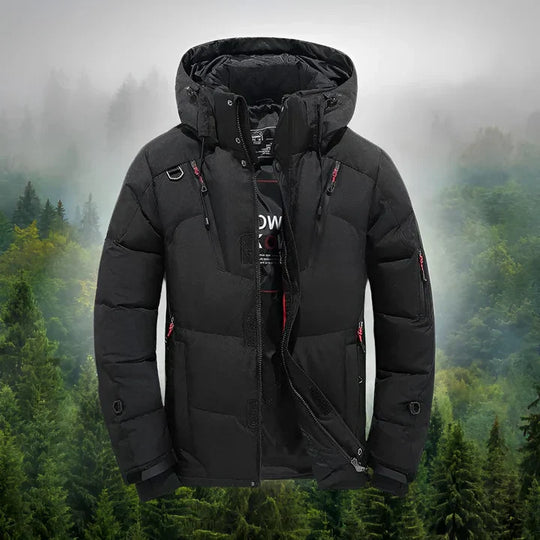 Herren Daunenparka Mit Abnehmbarer Kapuze