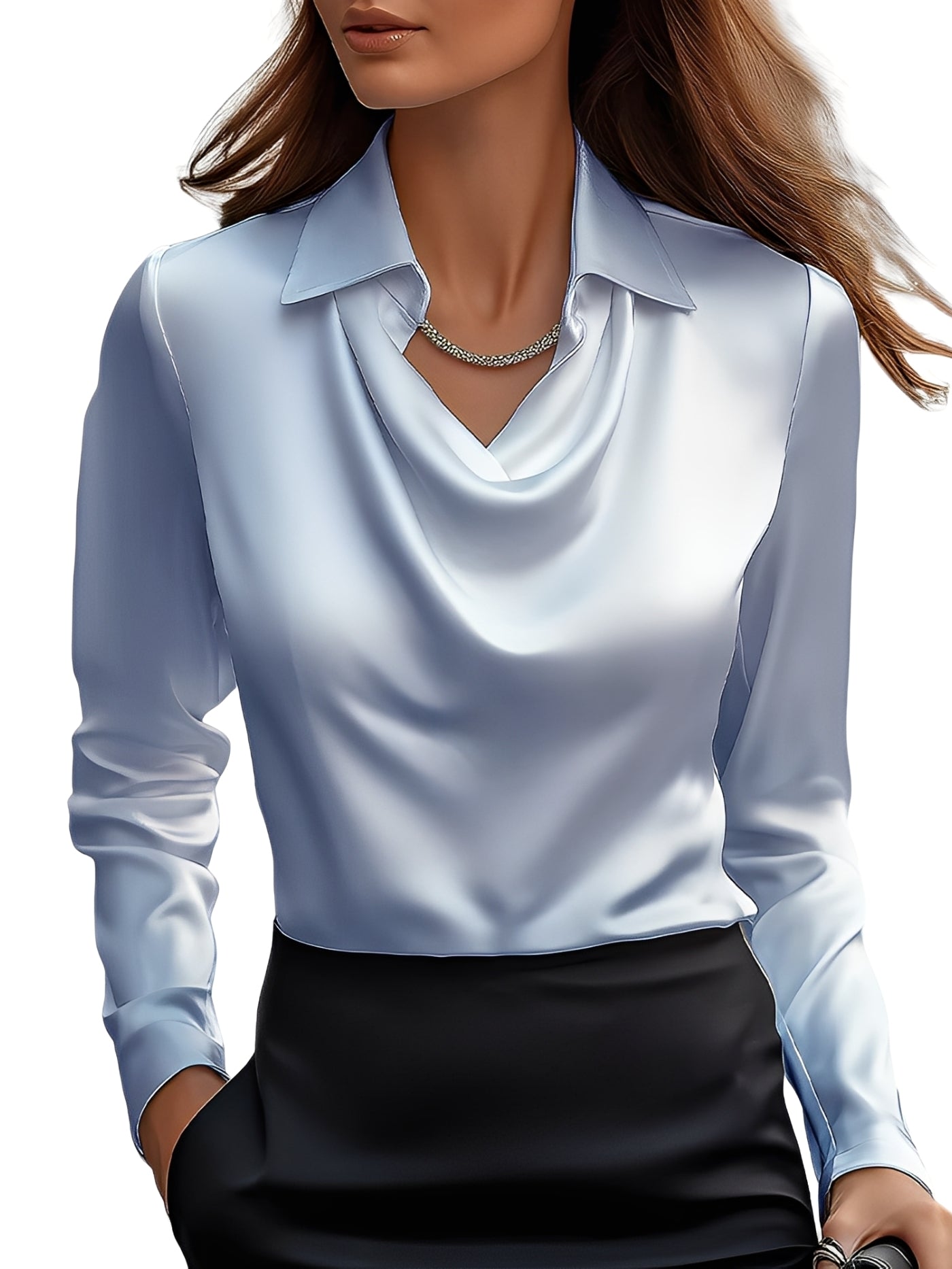 Elegante Damen Bluse aus Satin mit langen Ärmeln
