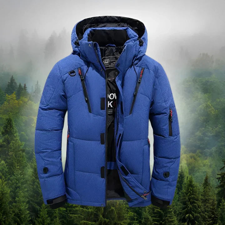 Herren Daunenparka Mit Abnehmbarer Kapuze