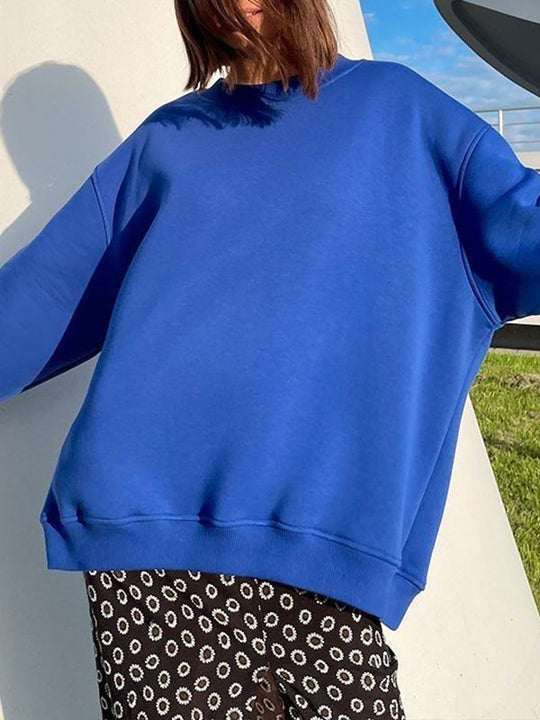 Damen Sweatshirt Locker Mit Rundhalsausschnitt