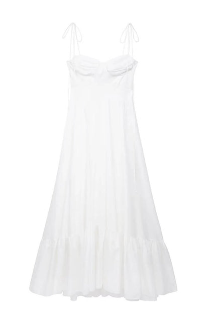 Polyester weißes langes Kleid bis zum Knöchel