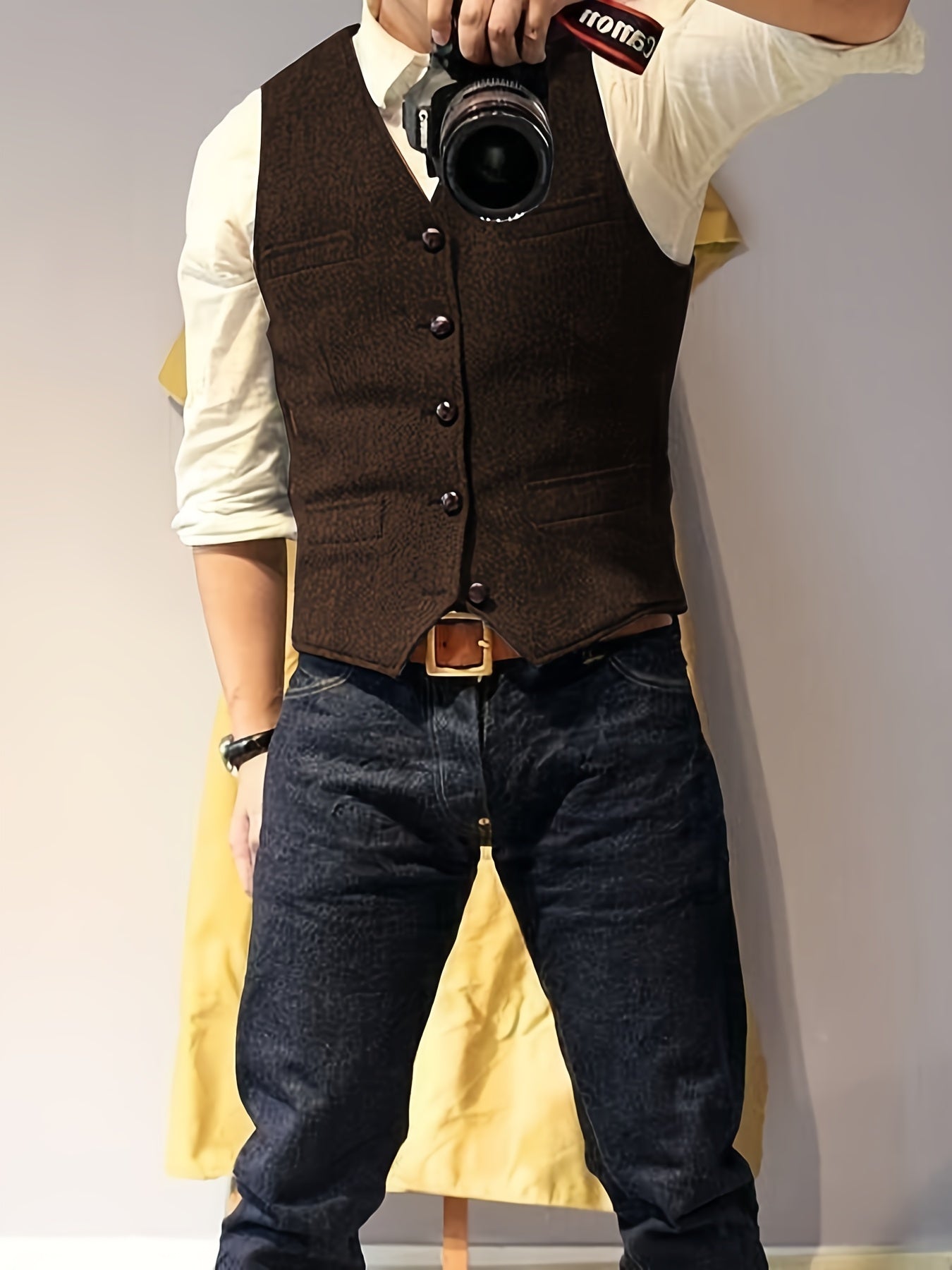 Vintage Tweed Weste im Western-Stil für Herren