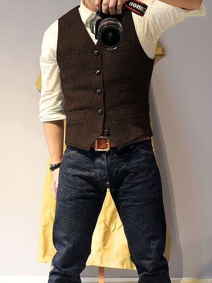 Vintage Tweed Weste im Western-Stil für Herren