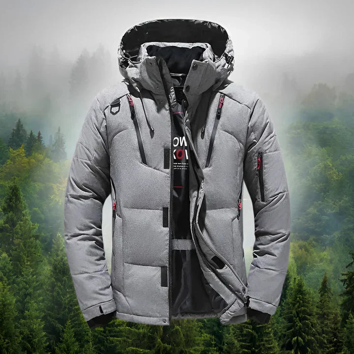 Herren Daunenparka Mit Abnehmbarer Kapuze