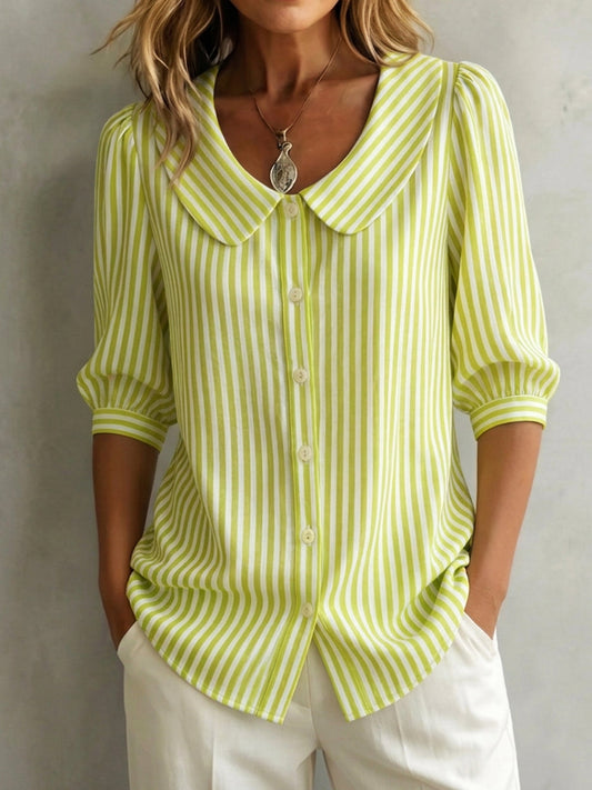 Vintage Baumwollbluse mit Claudine-Kragen für Damen