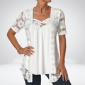 Bluse für Damen mit Blumen-Spitzenstickerei