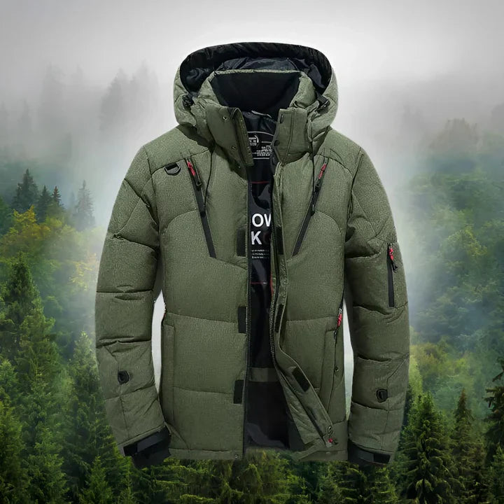 Herren Daunenparka Mit Abnehmbarer Kapuze