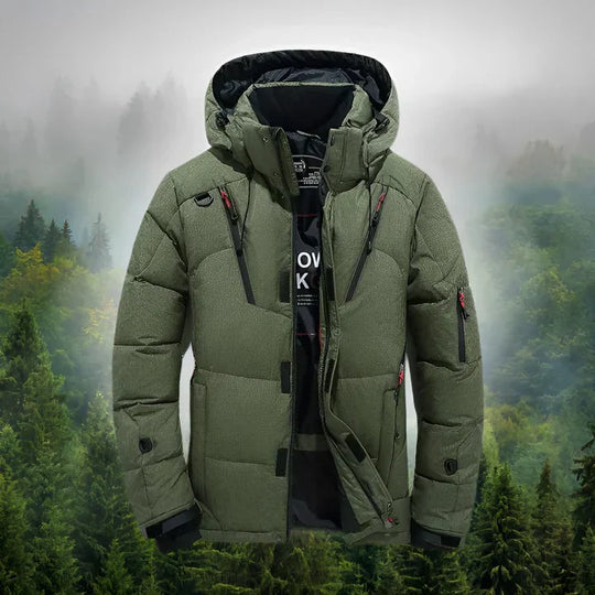 Herren Daunenparka Mit Abnehmbarer Kapuze