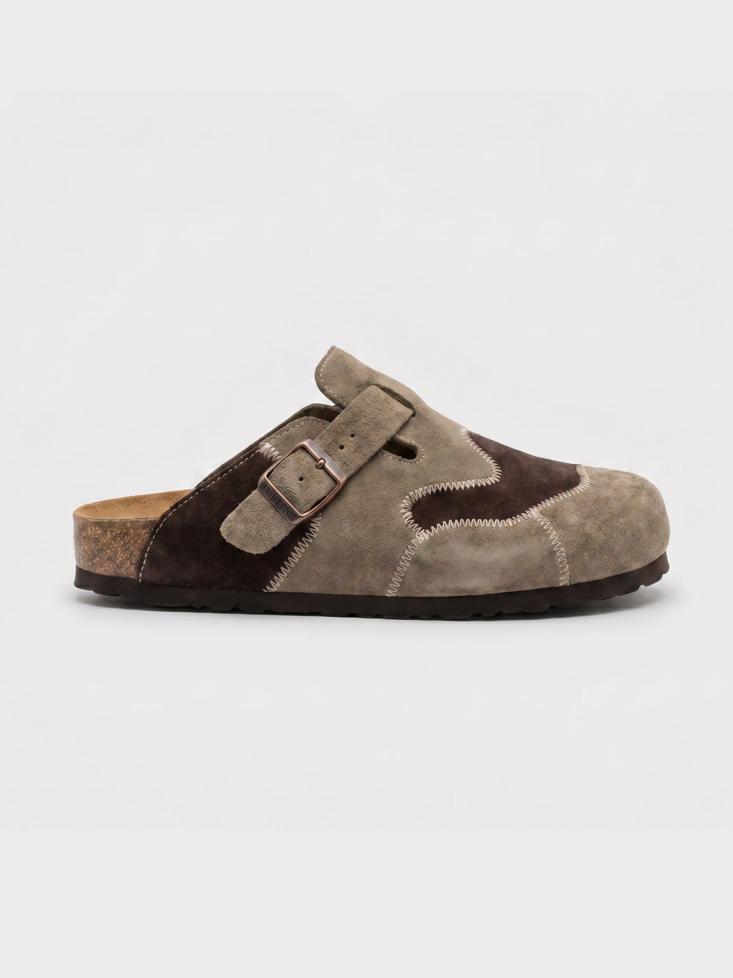 Damen Clogs Aus Veloursleder Beige