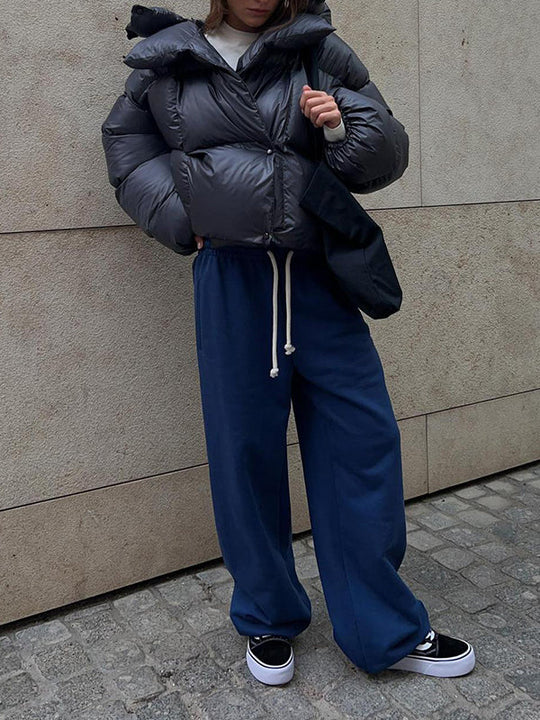 Damen Winter Steppjacke Mit Kapuze Im Lockeren Schnitt