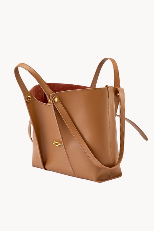 Vera Caffè | Große Business-Tasche aus veganem Ultrafiber mit Laptopfach und goldenen Details für Damen