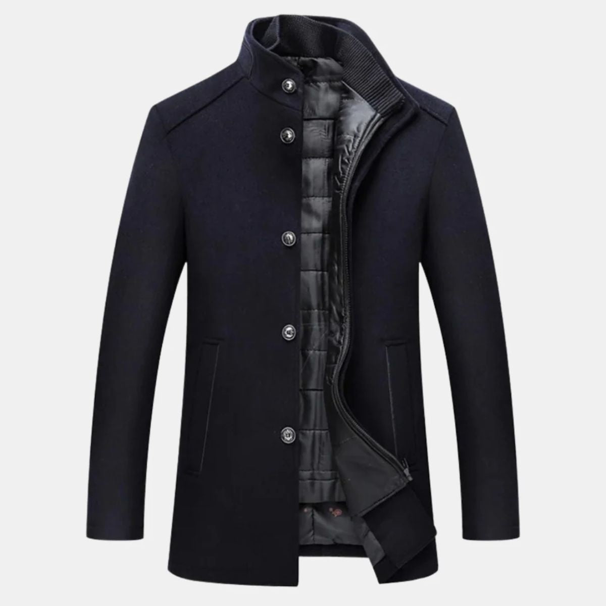 Herren Wollmantel Mit Klassischem Winter Design