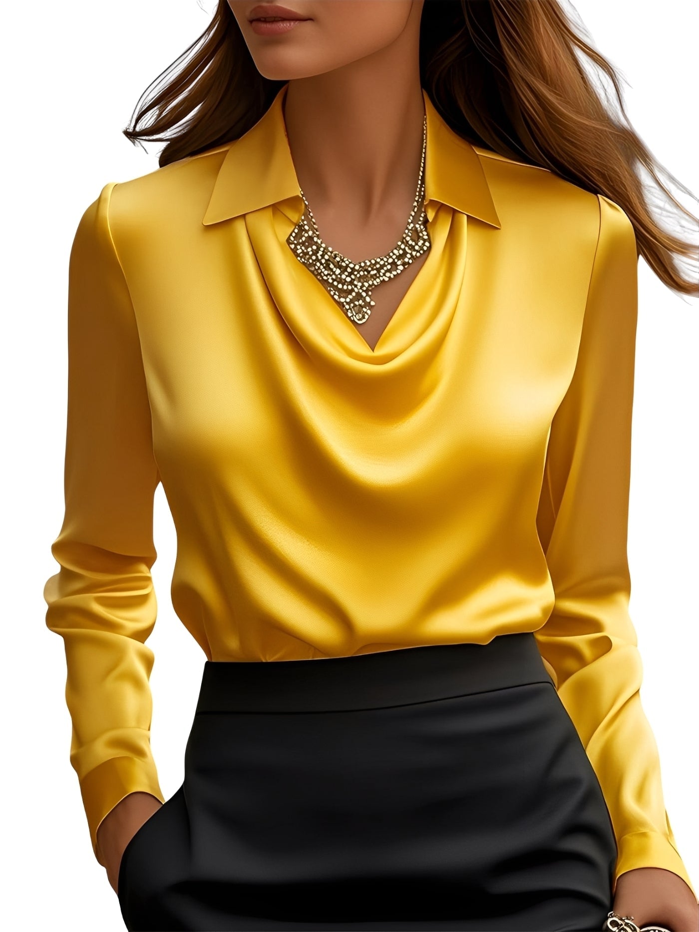 Elegante Damen Bluse aus Satin mit langen Ärmeln