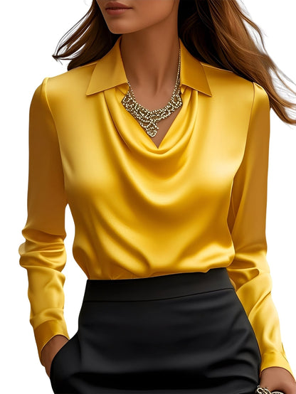 Elegante Damen Bluse aus Satin mit langen Ärmeln