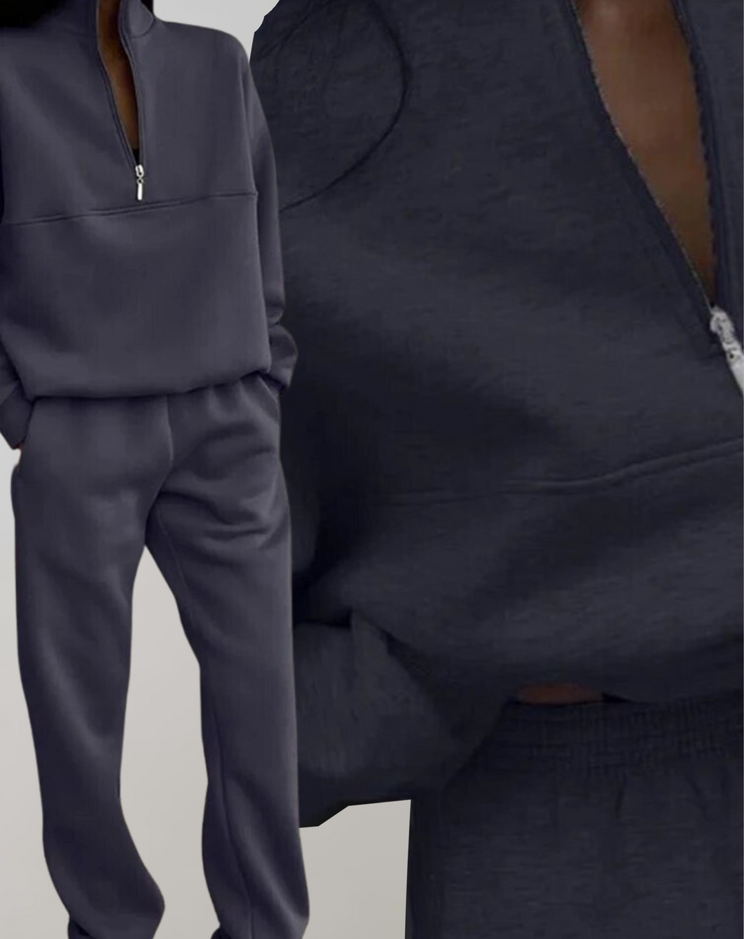 Damen Zweiteiliges Fleece Trainingsset Mit Stehkragen