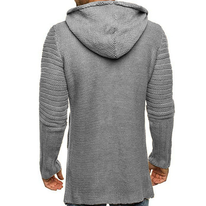 Herren Strickjacke Mit Kapuze Und Längerem Schnitt