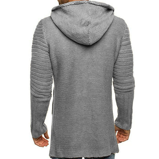 Herren Strickjacke Mit Kapuze Und Längerem Schnitt