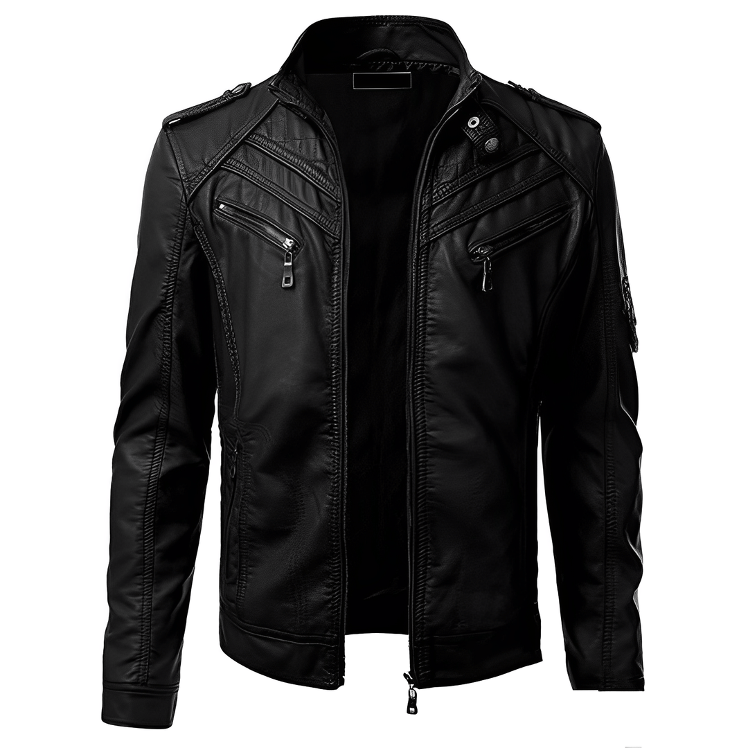 Herren Motorrad Lederjacke Mit Robustem Design