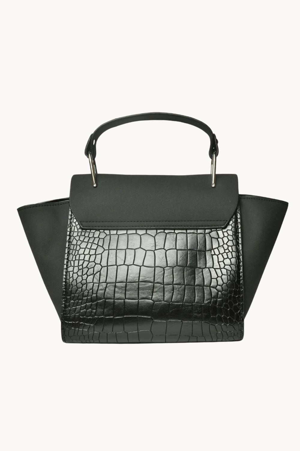 Vittora Noir | Elegante Handtasche aus veganem Leder mit Kroko-Prägung und goldenen Details für Damen