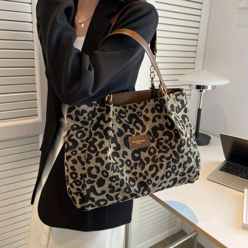 Trendige Leopard Canvas Tasche für Damen