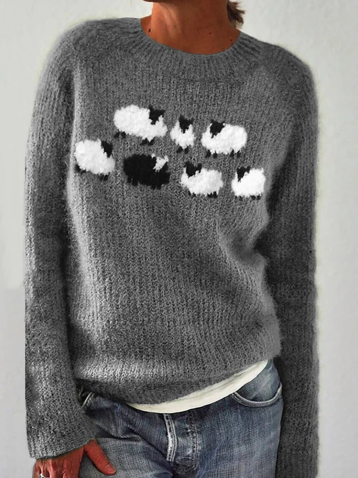 Damen Pullover Mit Aufdruck In Und Langem Schnitt