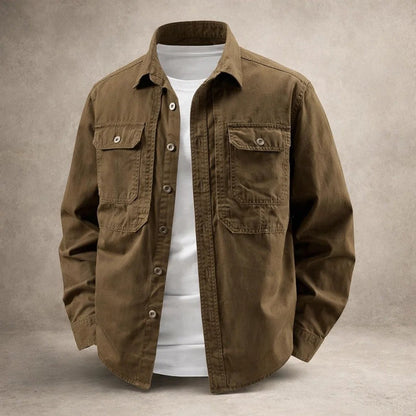 Herren Overshirt mit Langarm in lässiger Passform aus Baumwolle
