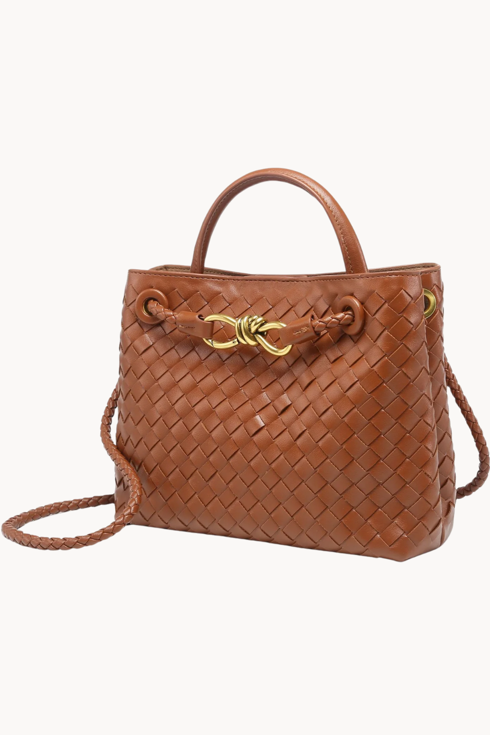 Livana Woven | Geflochtene Handtasche aus Kunstleder mit goldenen Details für Damen