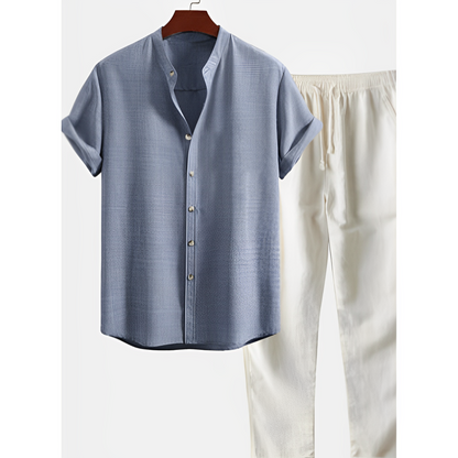 Herren Freizeit Leinen Hemd und Hose Set für den Sommer