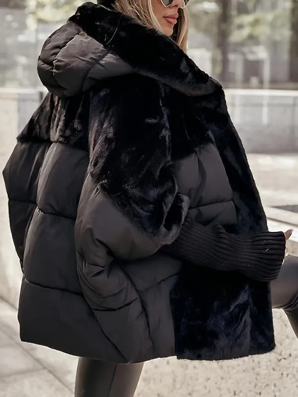 Damen Bomberjacke Mit Kapuze Und Mehrfarbigem Design