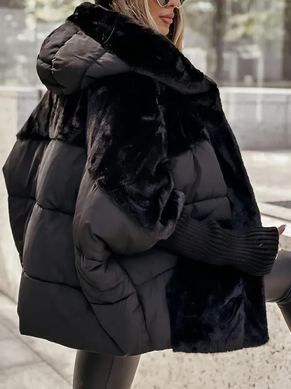 Damen Bomberjacke Mit Kapuze Und Mehrfarbigem Design
