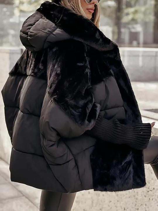 Damen Bomberjacke Mit Kapuze Und Mehrfarbigem Design