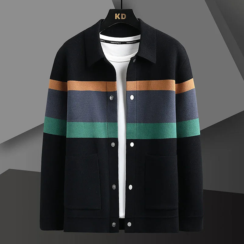 Gestreifte Strickjacke Im Varsity-Stil Für Herren
