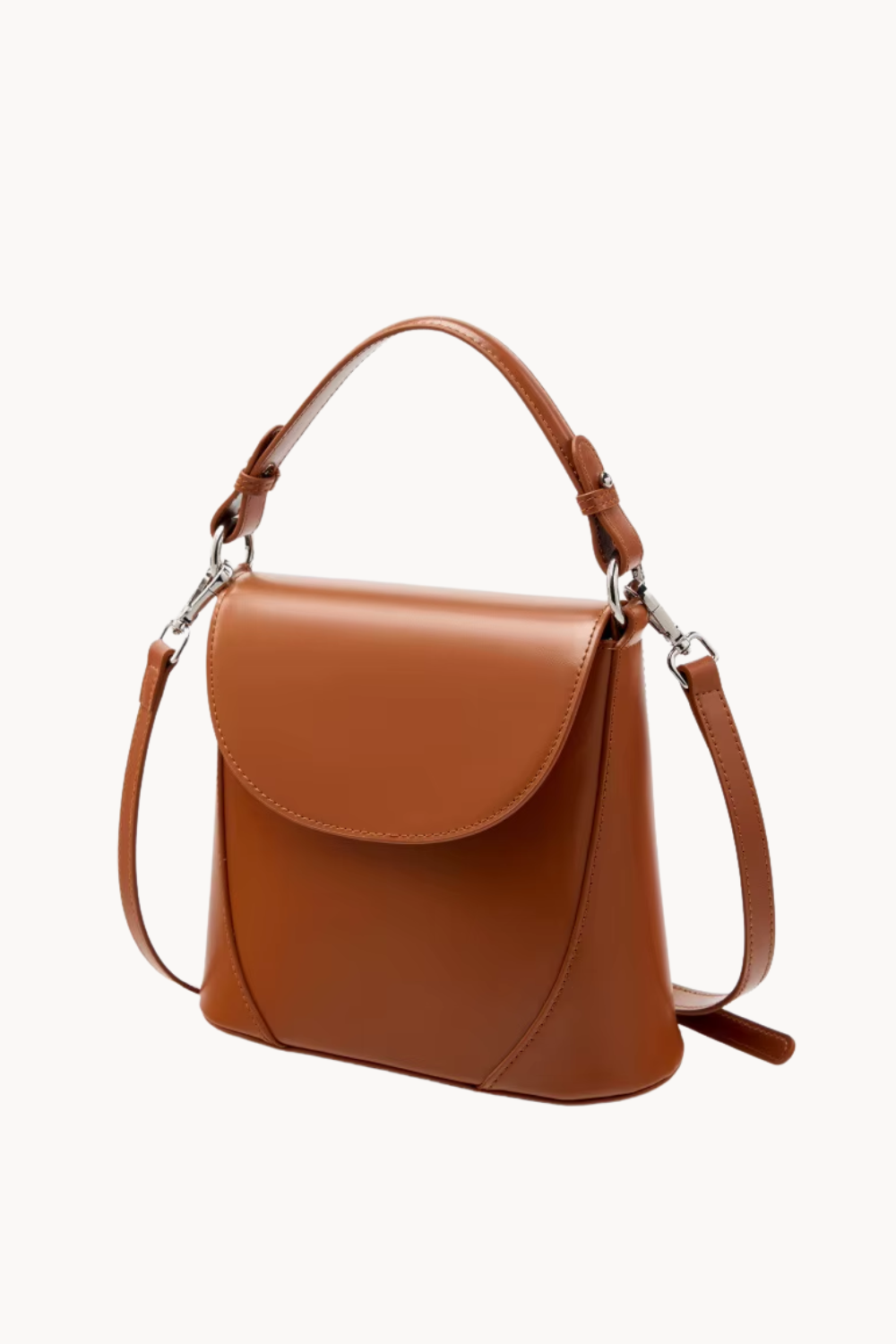 Éloria Caramel | Vielseitige elegante Handtasche aus veganem Leder mit Schulterriemen für Damen