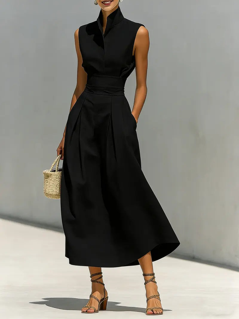 Strukturiertes asymmetrisches Plissiertes Midikleid