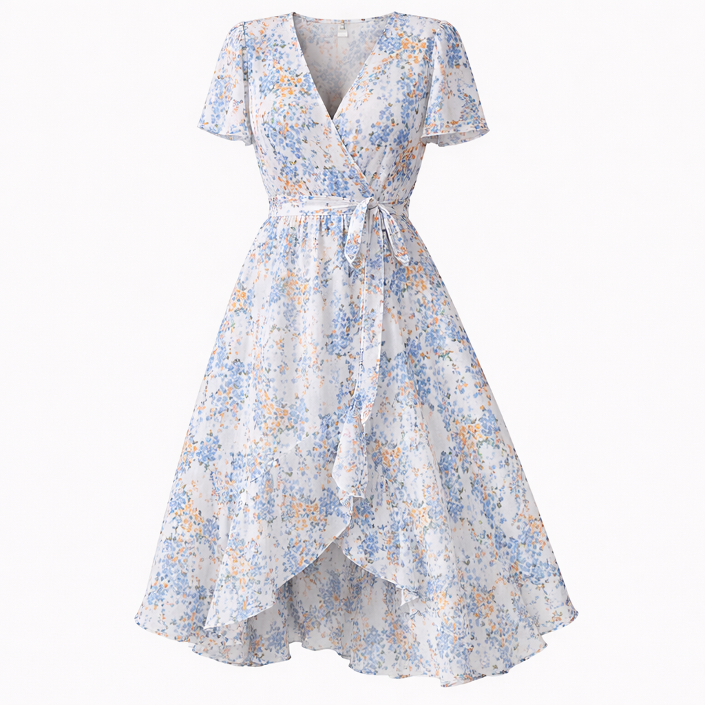 Midikleid mit floralem Wickeldesign