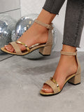 Damen Sandalen mit Knöchelriemen und offener Zehenpartie in einfarbigem Design