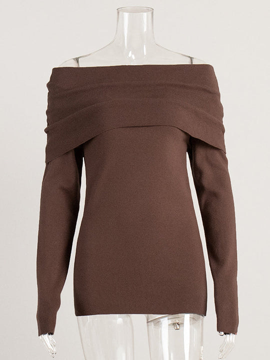 Damen Off Shoulder Pullover Mit Langem Arm