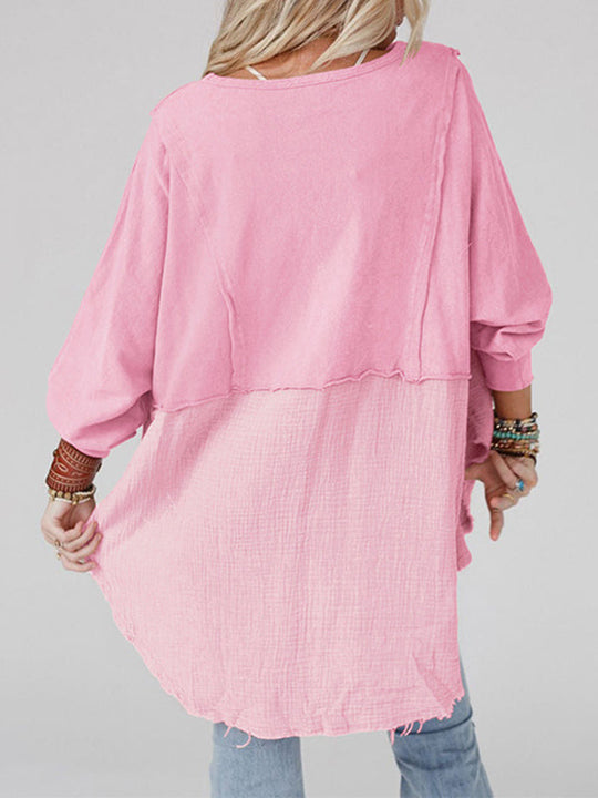 Damen Sweatshirt Mit Fransen Und High Low Schnitt