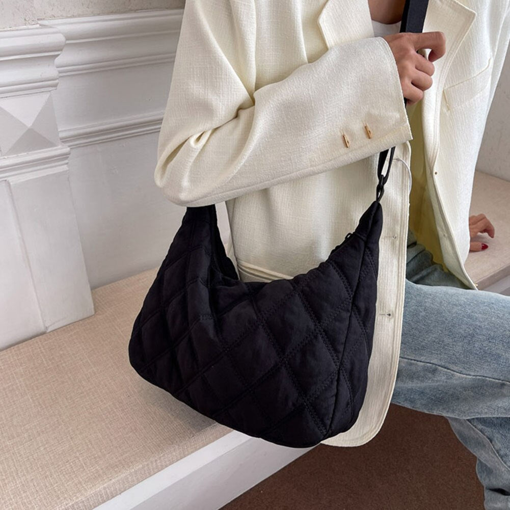 Gesteppte Diamond Puffer Schultertasche Leichtes Nylon