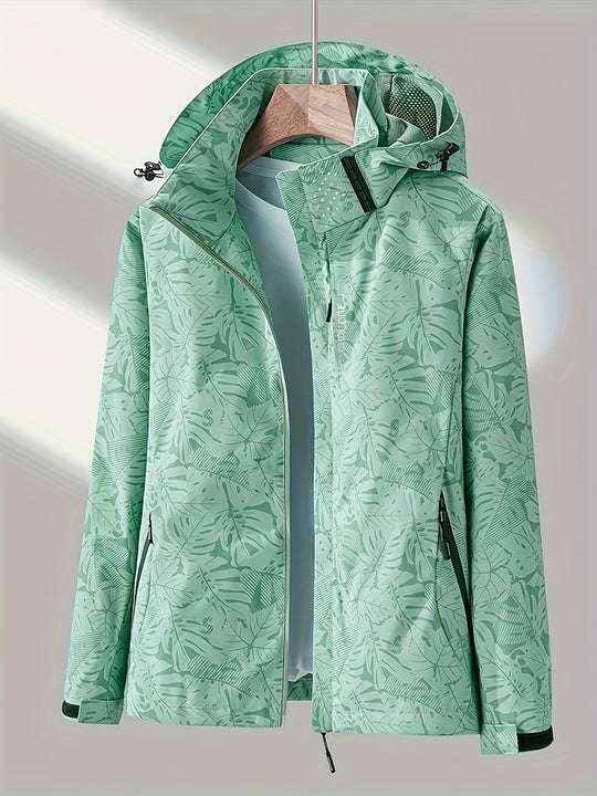 Camouflage Outdoorjacke mit abnehmbarer Kapuze für Damen