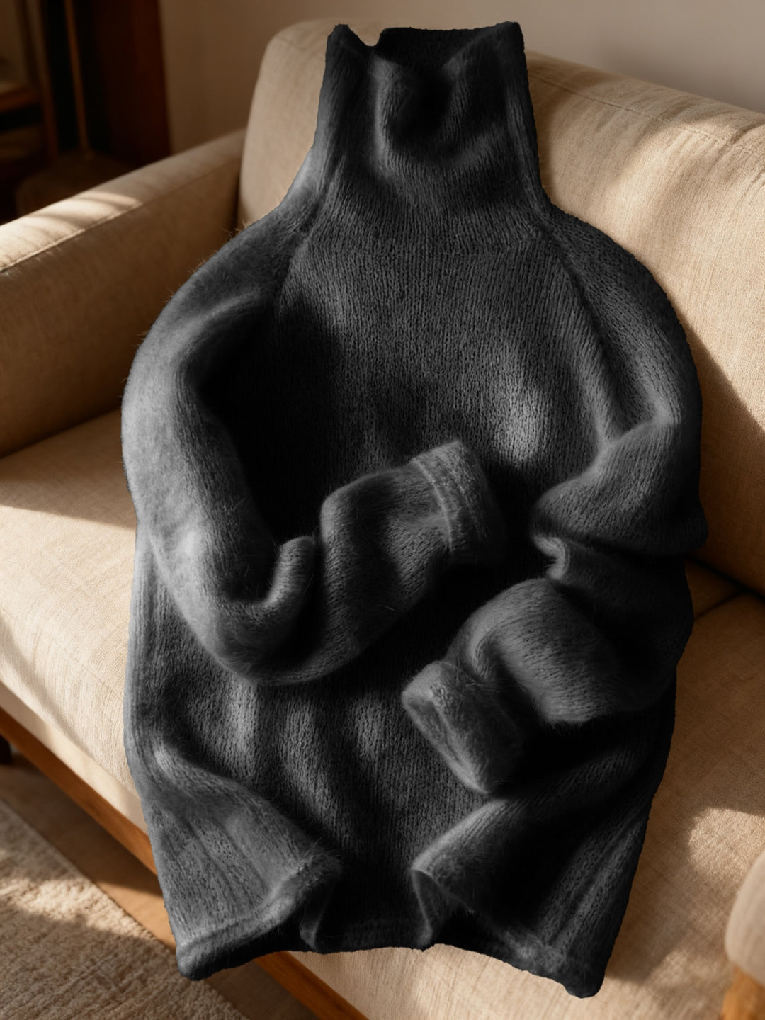 Rollkragenpullover in einfarbigem Design für Damen